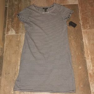 black and white striped shirt dress